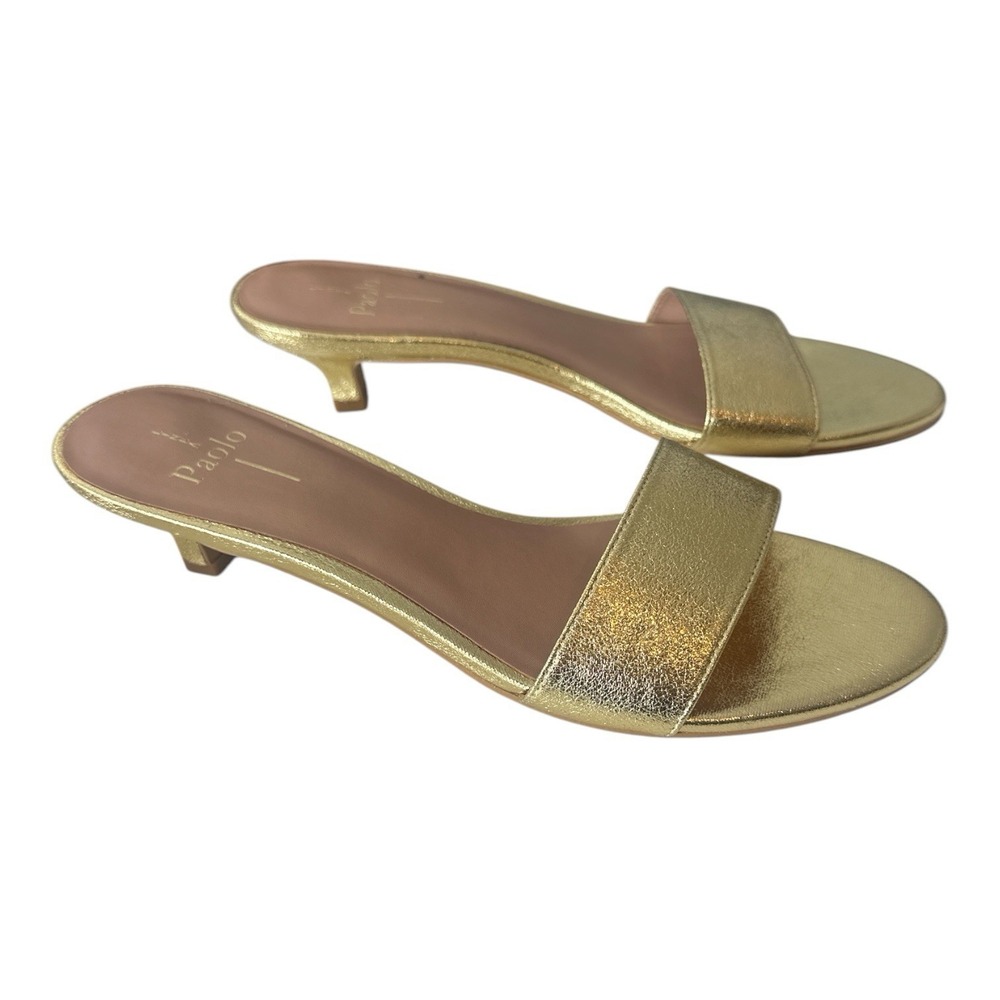 New Linea Paolo Heel Sandal Women's Size 10‎ M. Gold Formal Party Comfy Metallic